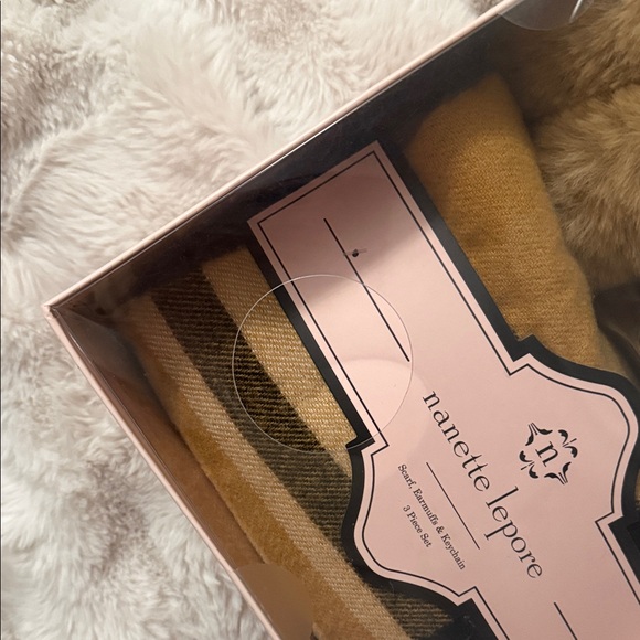 Nanette Lepore Tan and Black Plaid Scarf and Earmuff Set - Picture 5 of 8